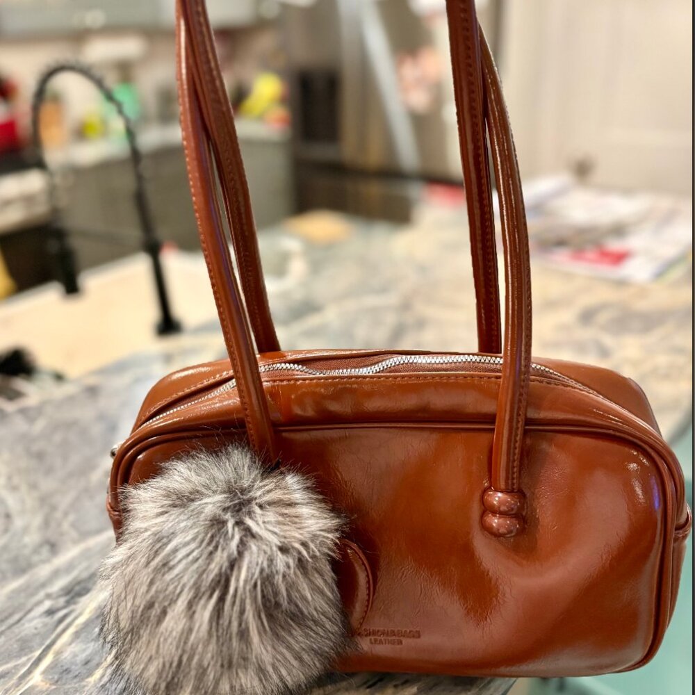 Fun Brown Leather Shoulder Bag